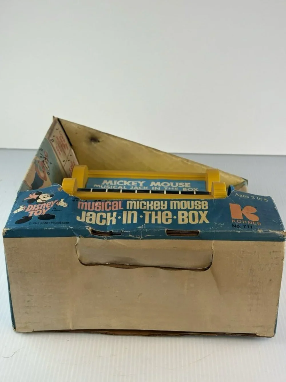 IOB Vtg 1973 Musical Mickey Mouse Jack in the Box KOHNER 711 Walt Disney Toy